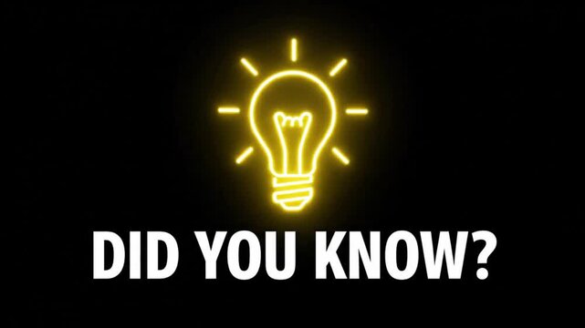 Did You Know Animated Fact Opener with Glowing Yellow Light Bulb