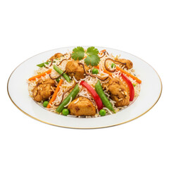 Delicious chicken biryani dish isolated on transparent background