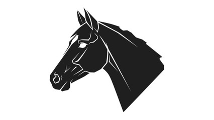 Fototapeta premium Black Horse Head Silhouette Vector Illustration, Majestic Equine Profile Emblem, Equestrian Sport and Animal Logo Design Element