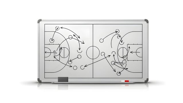 Plain Basketball Tactics Board Isolated on White Background