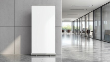 Modern office interior with empty billboard