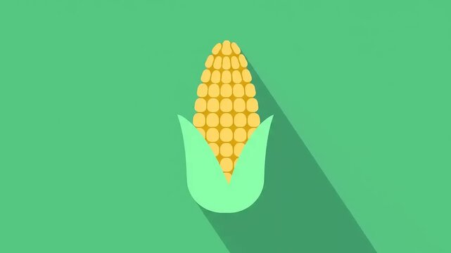 Corn on the Cob Animation Green Background.