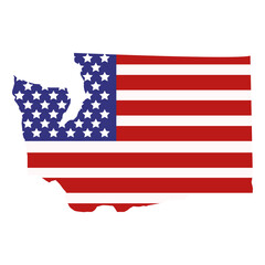 Fototapeta premium Washington map with United States flag