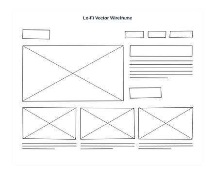 Lo-fi website wireframe layout vector template