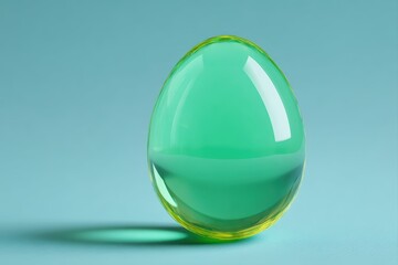 gelatin egg with prism core wobbling in minimalist drink setting