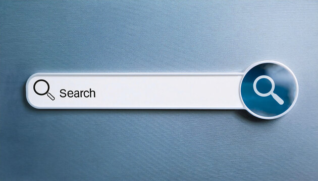 A sleek, modern search bar with a magnifying glass icon on the right side, set against a light textured background Generative AI