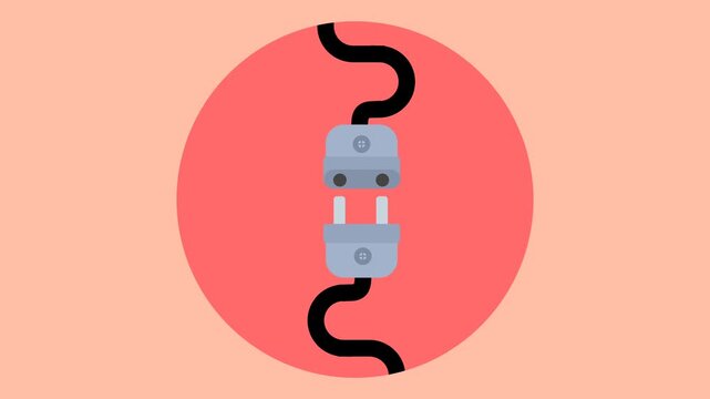 Animation of a power plug connected with a background that can be changed using chroma key 