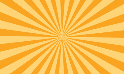 Fototapeta premium Bright abstract background with orange sunburst rays radiating from the center. Retro style pattern ideal for posters, banners, and layouts needing a bold abstract background, sunburst, rays, retro en
