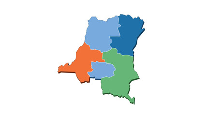 Fototapeta premium Democratic Republic of Congo Map Regions Vector Illustration Graphic Design Template Blank Copy Space for Information
