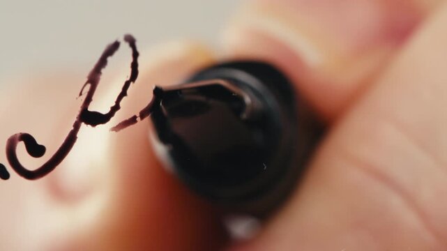 Fountain pen write letter, document sign on an antique handwritten letter. Vintage nib pen and handwritten english cursive style font copperplate, spencerian. Old history background. Retro style.