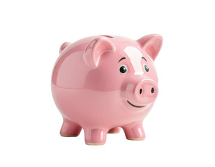 Obraz premium A small pink piggy bank sitting on a clean white surface, ready for saving and spending