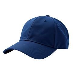 Fototapeta premium A blue baseball cap with a curved peak, great for everyday use or as a prop in photography and film projects