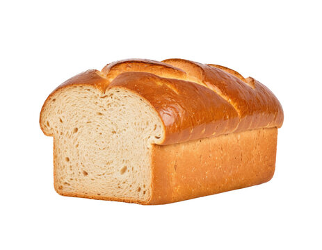 A single loaf of bread sits on a white background, ready for use or display