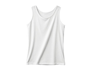A close-up view of a white tank top against a plain white background, great for fashion and textile design projects