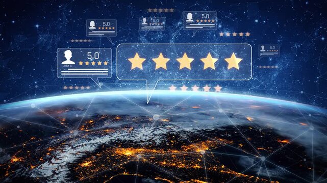 Customer centric review and rating system support product review, digital rating concept, and customer give good trust by visualizing people choice through stars and feedback content technology Marrow