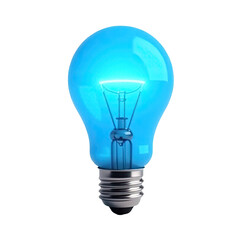 Bright blue light bulb against a clean white background