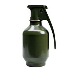 A large green metal bottle with a green handle