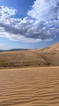 Khongoryn-Els in Mongolia is known as the "Singing Dunes" because of the sounds made by the shifting sands. The Gobi Desert. The dunes are up to 300 m. high. The "Light Red Sands" stretch for 185 km. 
