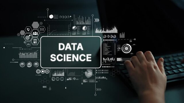 Modern Data Science Concept with Analytical Graphs and Charts Representing Technology and Statistics in a Digital Workspace. Asymptotic smart data analytic.