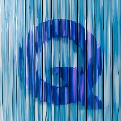Blue reed glass font Letter Q 3D