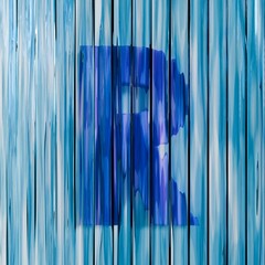 Blue reed glass font Letter R 3D