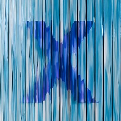 Blue reed glass font Letter X 3D
