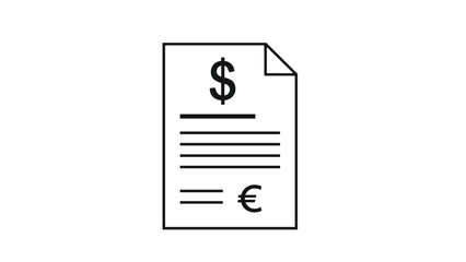 Document with Dollar and Euro Symbols Representing Finance.