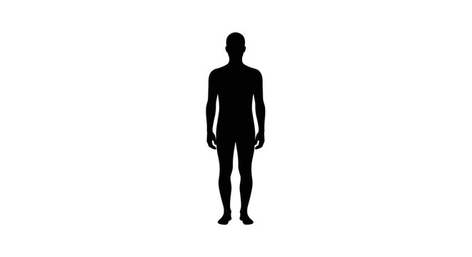 Silhouette of a standing human figure against a white background.