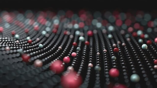 Abstract Data Stream:  A dynamic visual representation of data flow, where vibrant colored spheres move along interwoven pathways, representing connectivity, progress and innovation. 