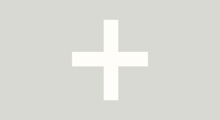 Obraz premium White Cross Symbol on a Light Gray Background.