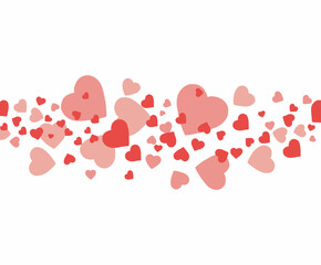 Festive Romantic Horizontal Heart Border for Valentine's Day Card