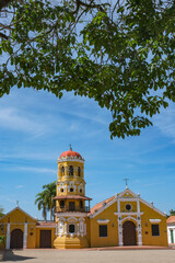 Santa Cruz de Mompox, Colombia - January 22, 2026: Church of Saint Barbara in Santa Cruz de Mompox, Colombia.