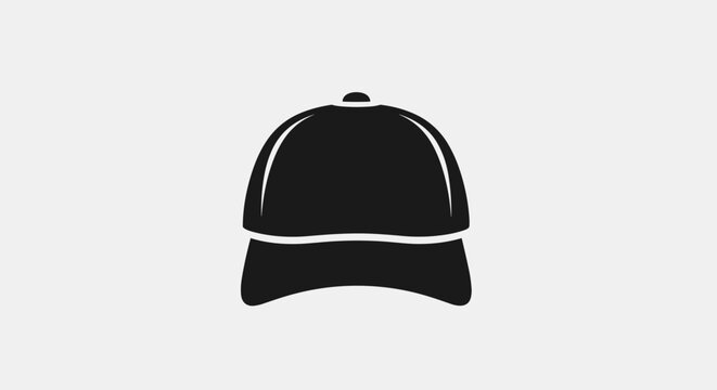 Simple Black Baseball Cap Icon Graphic Design.
