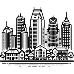 Obraz premium San Diego Skyline Outline Vector Icon
