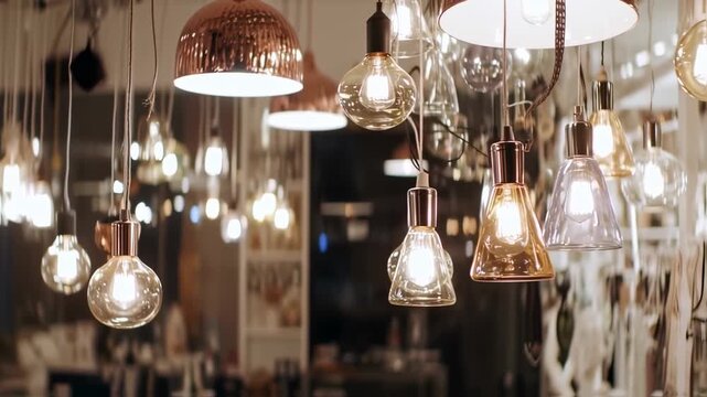 Decorative hanging lights in various shapes and colors