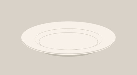A Simple White Ceramic Plate on a Neutral Background.