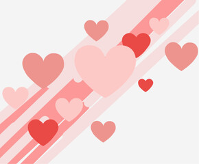 Abstract Valentine's Day Background with Pink Hearts and Diagonal