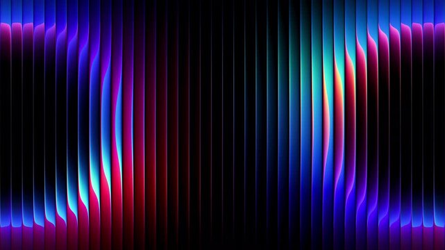 Circles move toward each other and fuse into one glowing core bending through ribbed glass. Circles slowly converge and blend into one radiant shape for creative abstract visuals. Seamless loop. 4K