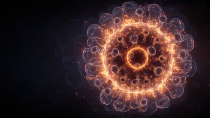 Obraz premium Immune System Energy Core Glowing in an Abstract Design With Dark Background and Ample Copy Space for Text and Graphics