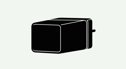 Black Silhouette of a Modern Power Adapter.