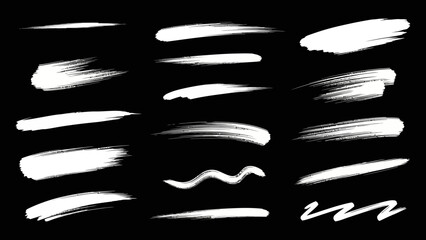 Collection of various white paint brush strokes and artistic textures. © art.Co