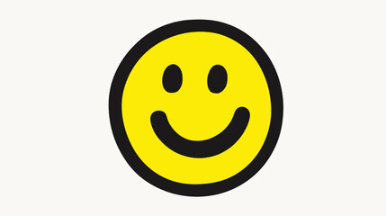 Fototapeta premium A happy, smiling face with a yellow inner circle and black outline, against a white background