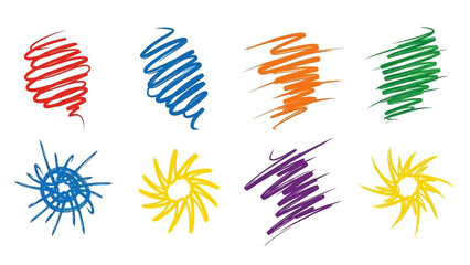 Obraz premium Colorful Hand-Drawn Scribble Shapes and Swirls Collection.