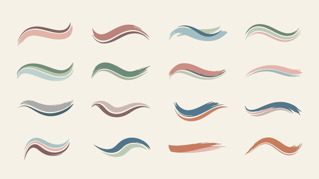 Collection of various colorful abstract brush strokes and paint swashes.