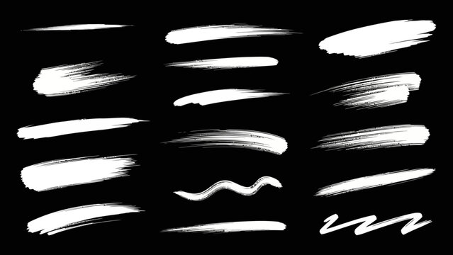 Collection of various white paint brush strokes and artistic textures.