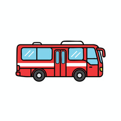 Red Tourist Coach Bus Illustration