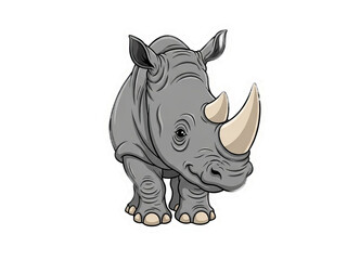 Fototapeta premium Rhinoceros illustration with transparent background