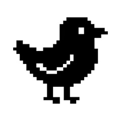 Fototapeta premium PNG Pixelated black bird silhouette