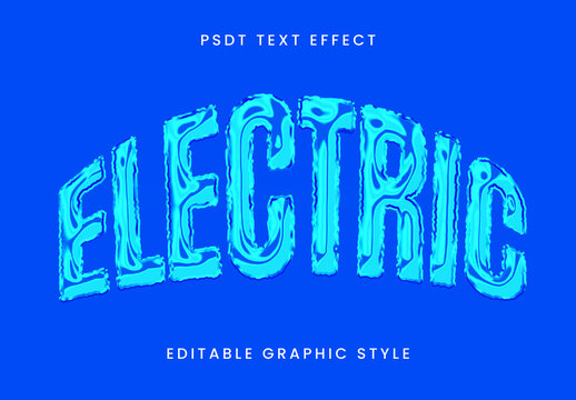 Blue And Cyan Wavy Electric Text Effect Chrome Neon Font