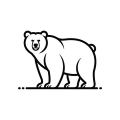 Obraz premium Black and white line of a bear standing on all fours animal wildlife line outline des